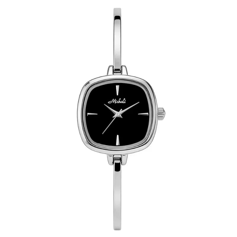Mishali M24047 Bracelet Watch-  Silver Bracelet Black Face