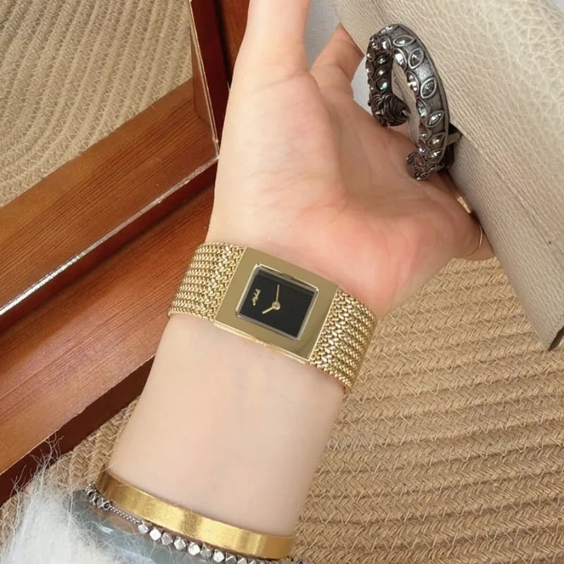 Mishali 250681 Luxury Bracelet Watch- Golden Bracelet Black Face