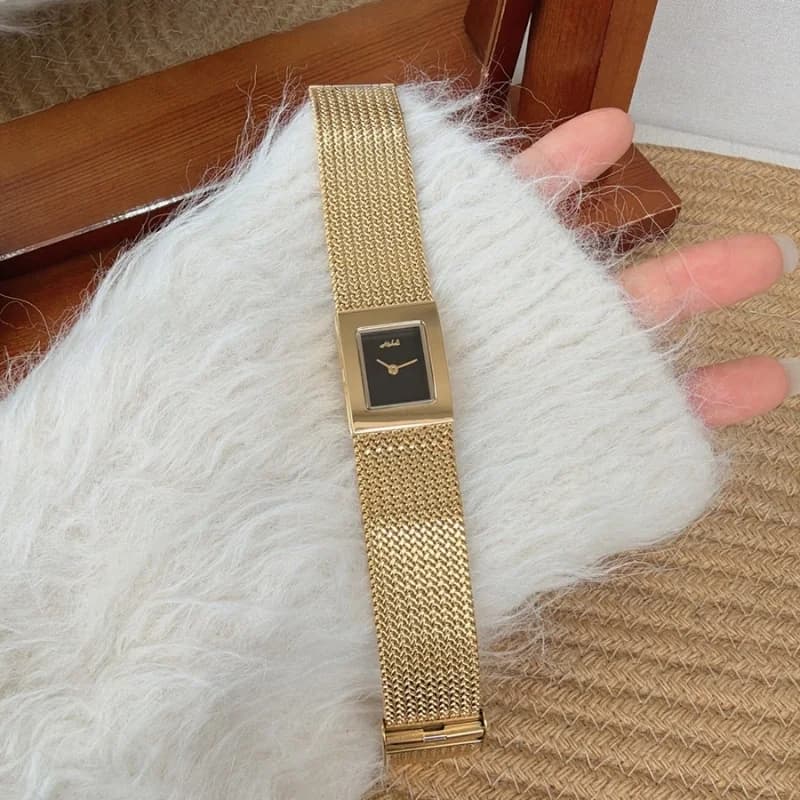Mishali 250681 Luxury Bracelet Watch- Golden Bracelet Black Face – view 2