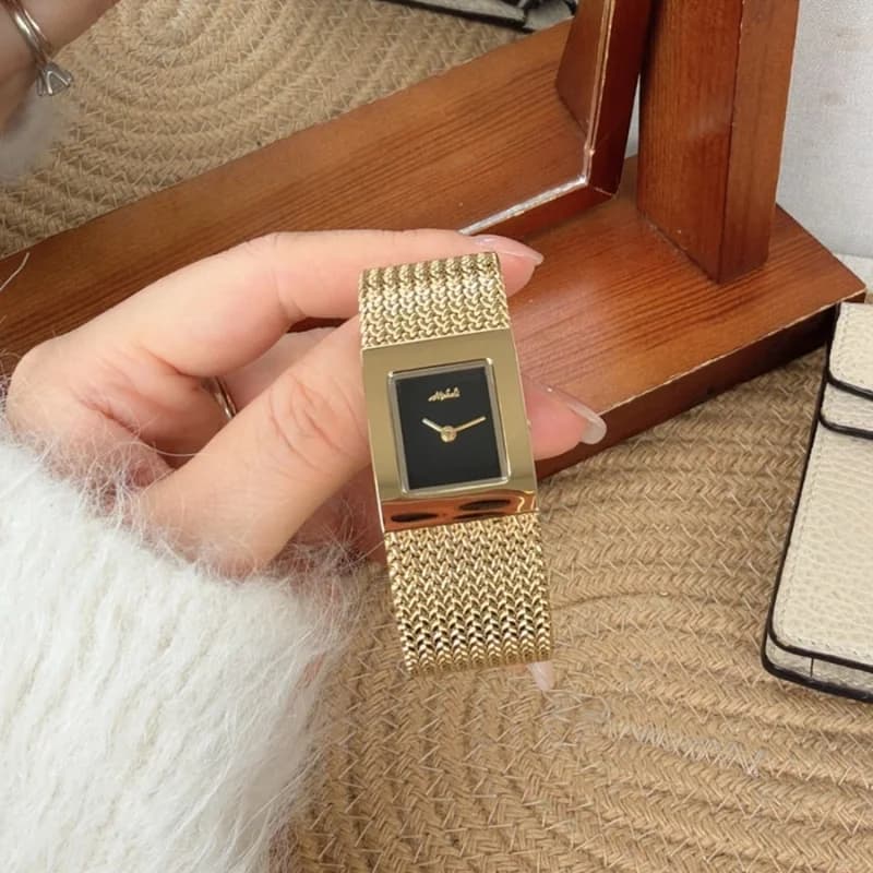 Mishali 250681 Luxury Bracelet Watch- Golden Bracelet Black Face – view 3
