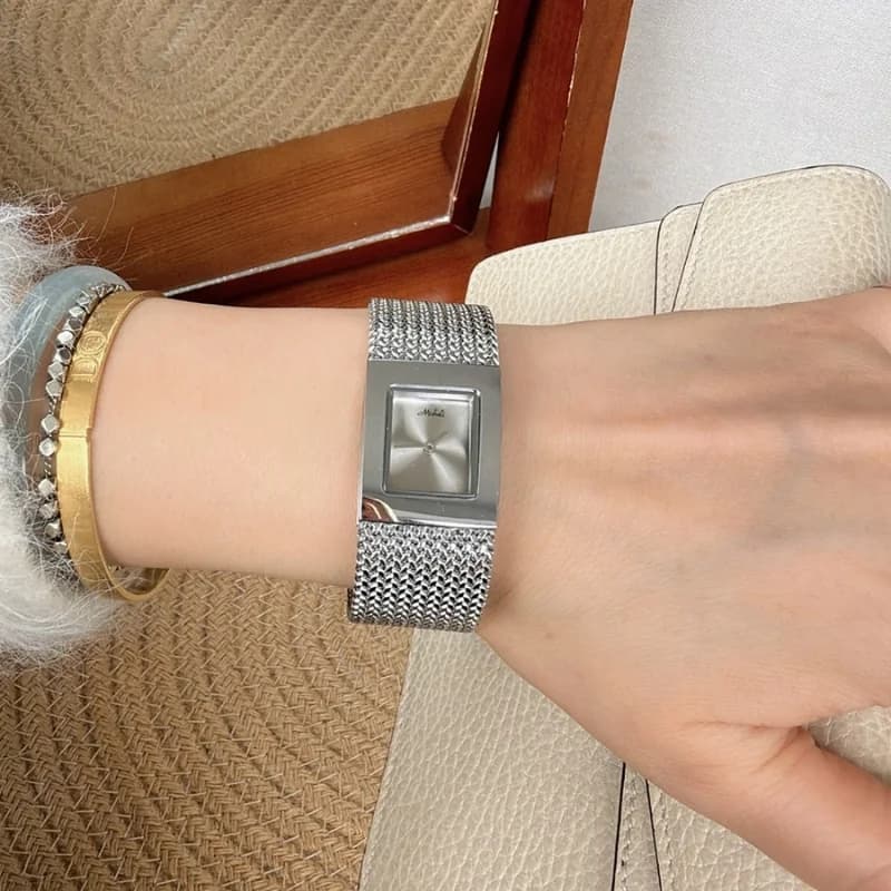 Mishali 250681 Luxury Bracelet Watch- Silver Bracelet Silver Face – view 3