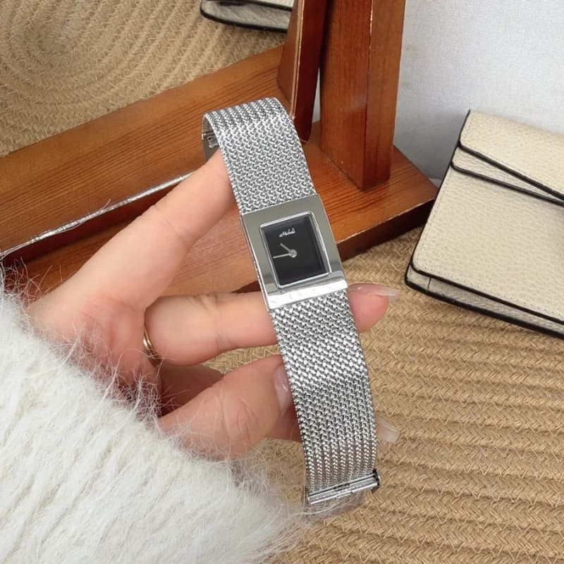 Mishali 250681 Luxury Bracelet Watch- Silver Bracelet Black Face – view 2