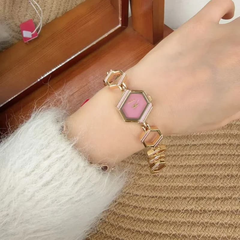 Mishali 25118 Luxury Ladies Watch- Golden Bracelet Pink Face