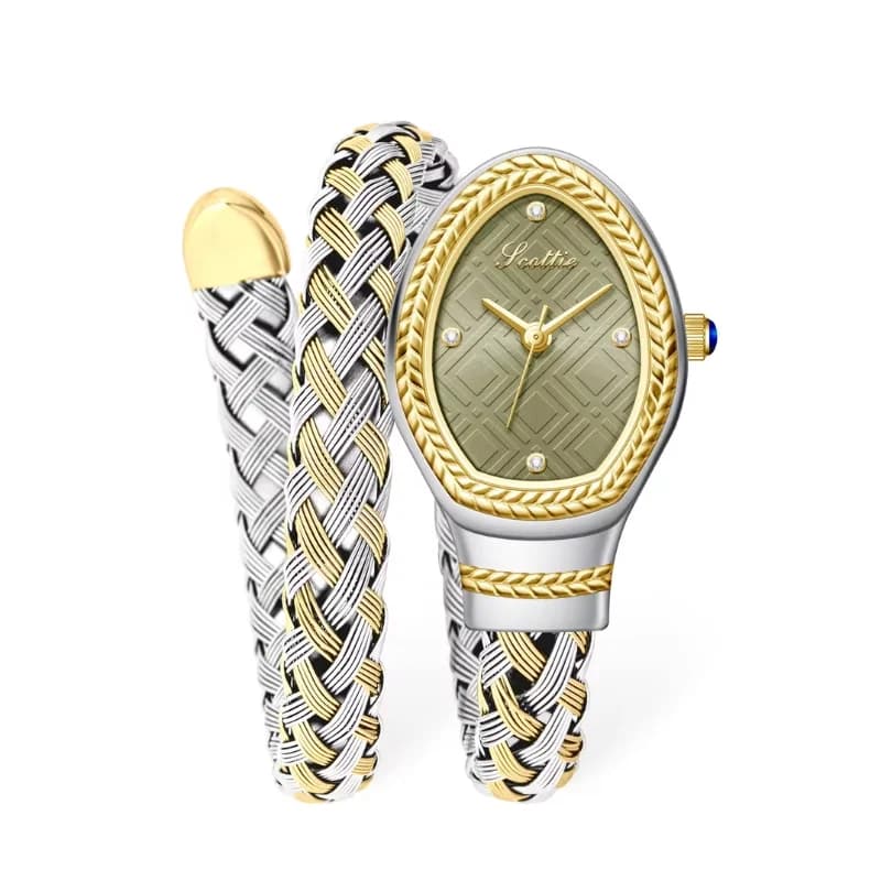 Scottie 9791 Serpenti Ladies Watch- Dual Tone Bracelet Green Head
