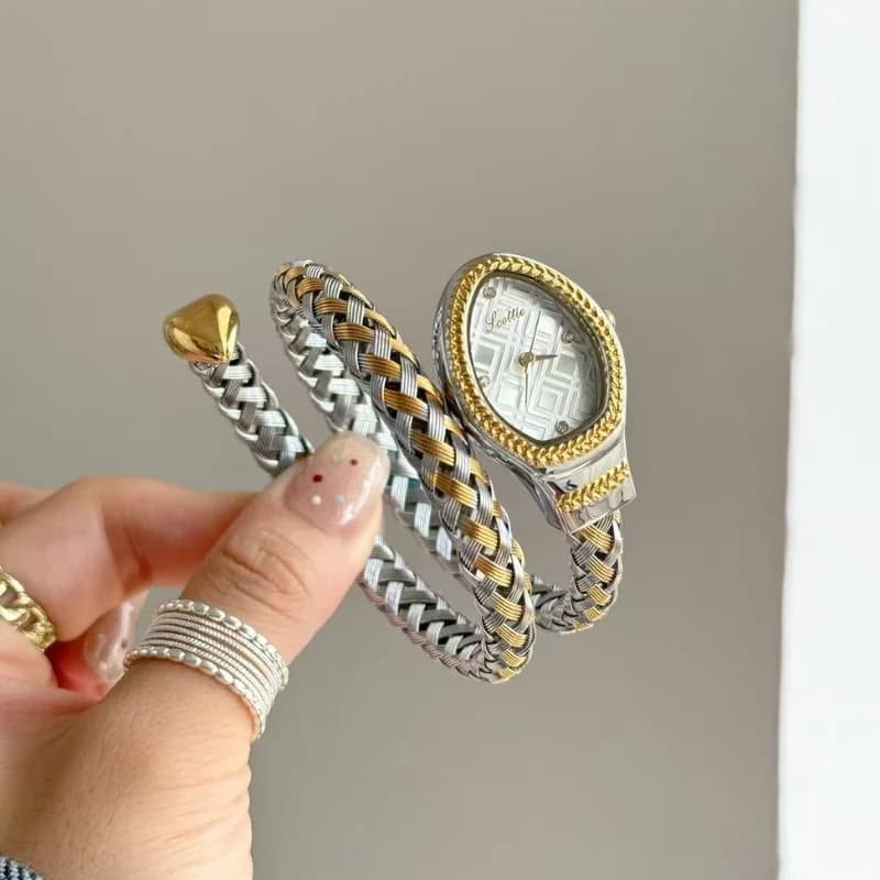 Scottie 9791 Serpenti Ladies Watch- Dual Tone Bracelet White Head