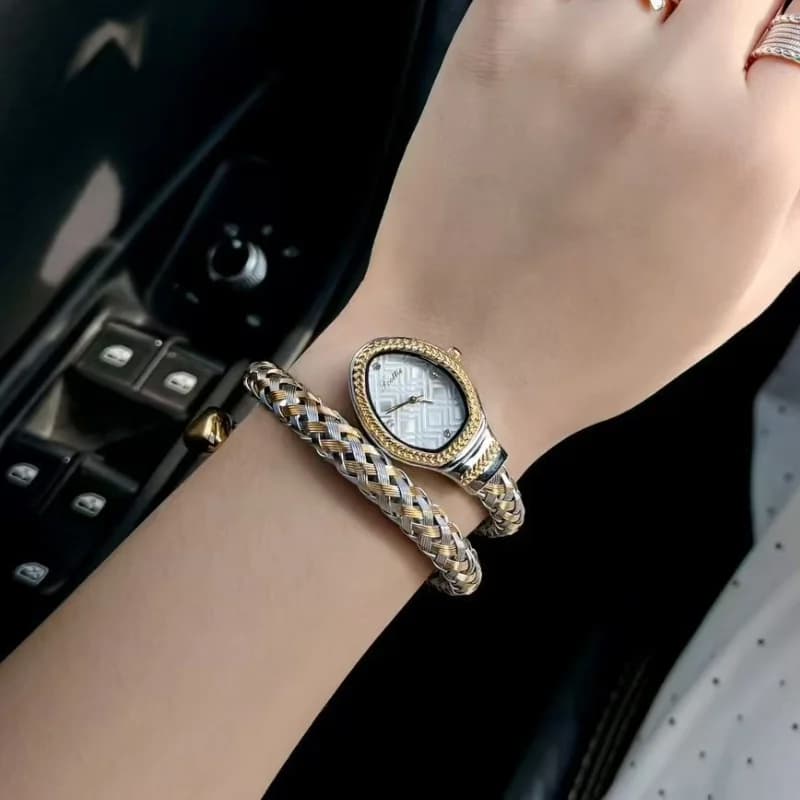 Scottie 9791 Serpenti Ladies Watch- Dual Tone Bracelet White Head – view 2