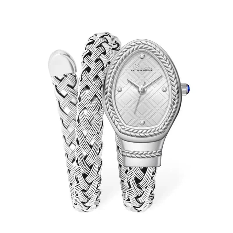 Scottie 9791 Serpenti Ladies Watch- Silver Bracelet White Head
