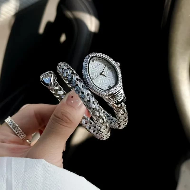 Scottie 9791 Serpenti Ladies Watch- Silver Bracelet White Head – view 2