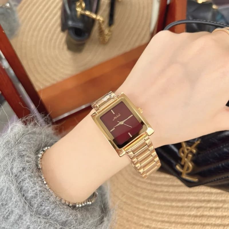 Mishali M21026SS Golden Bracelet Maroon Face- Luxury Women's Watch – view 2