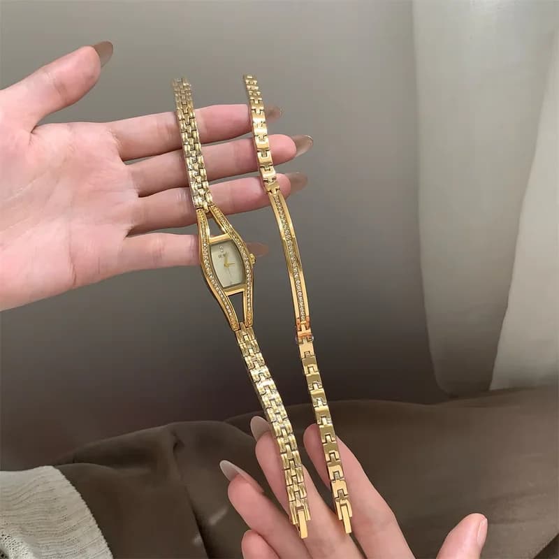 IEKE 88415- Golden Bracelet Golden Face with Matching Bracelet – view 2