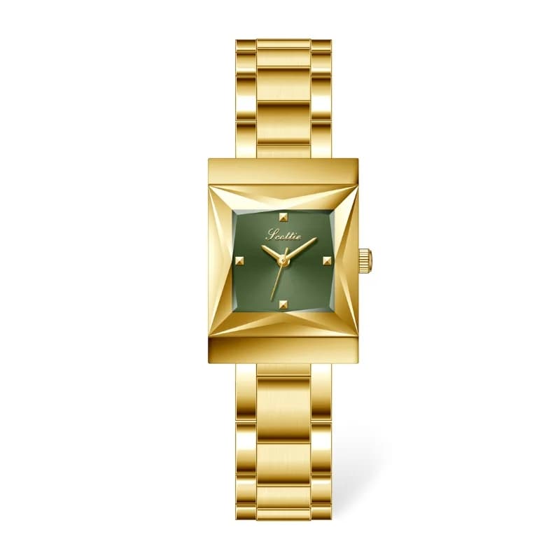 Scottie 9717- Golden Bracelet Green Dial