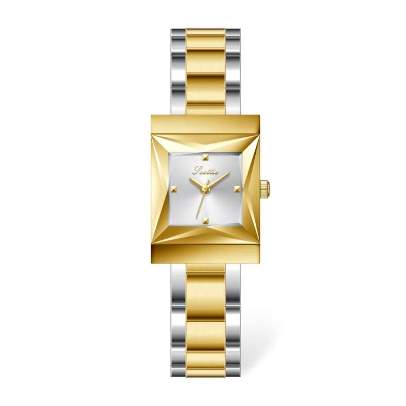 Scottie 9717- Dual Tone Bracelet White Dial