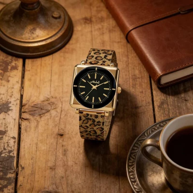MishaLi M13539- Golden Leopard Bracelet Black Face – view 2