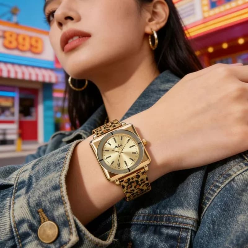 MishaLi M13539- Golden Leopard Bracelet Golden Face – view 3
