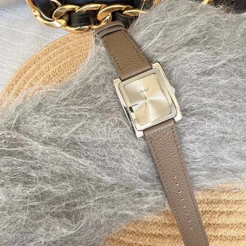 Mishali M21026 Gray Leather Belt Silver Face – view 4