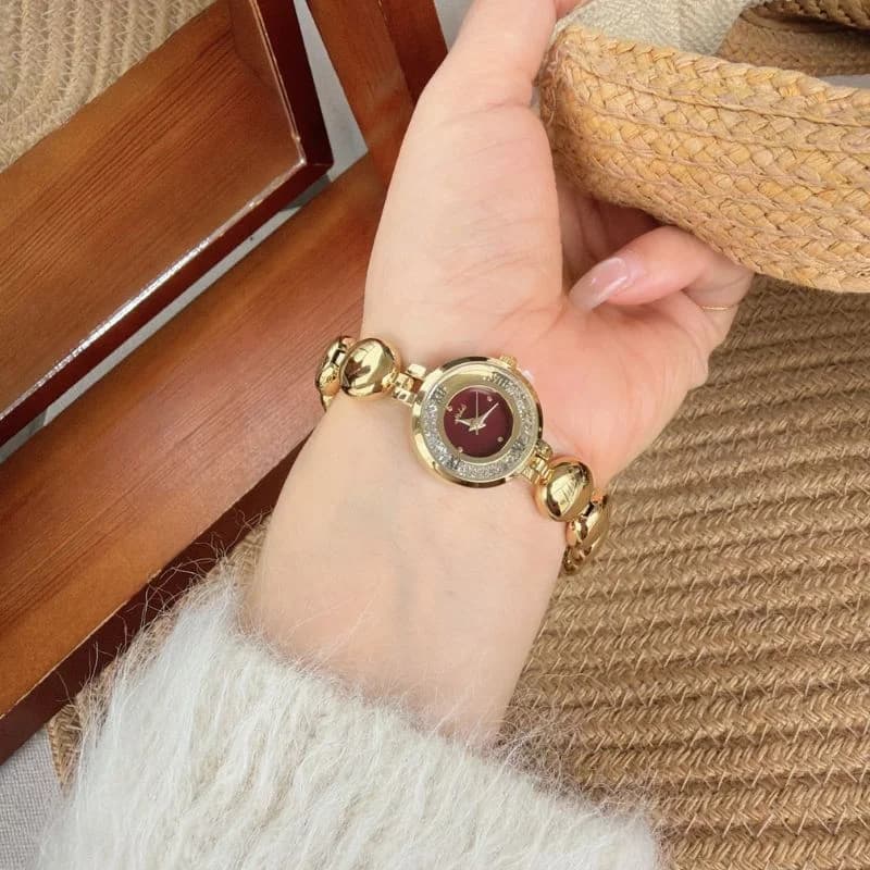 Mishali M19078 Golden Bracelet Maroon Face