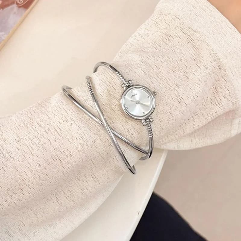 Mishali M2505 3 Silver Bangles White Face Ladies Watch – view 2