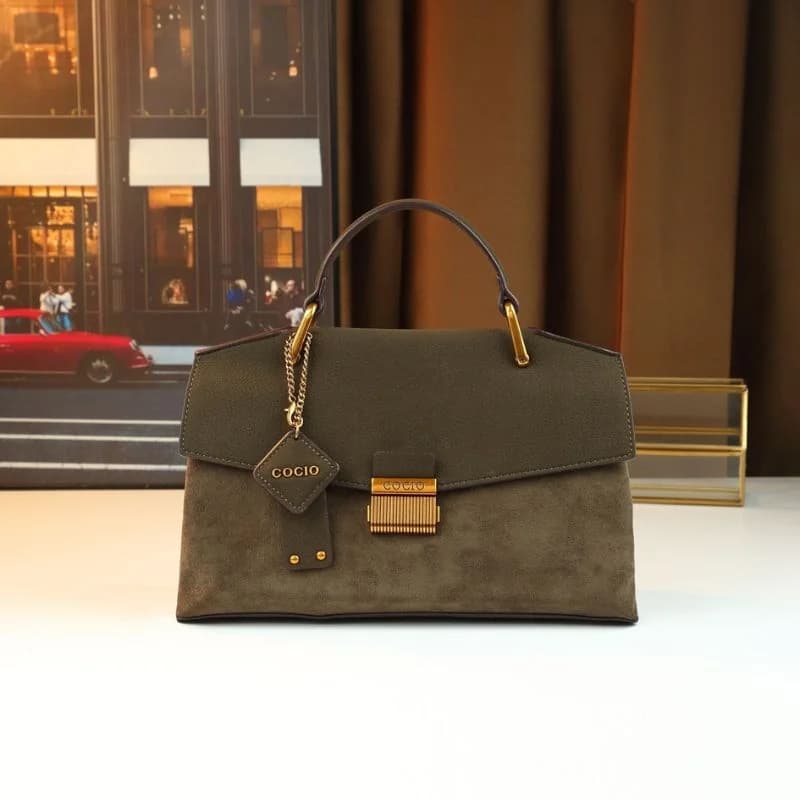 Cocio Green Handbag for Women New Brush Leather Suede High-End Ladies Crossbody Bag – view 3