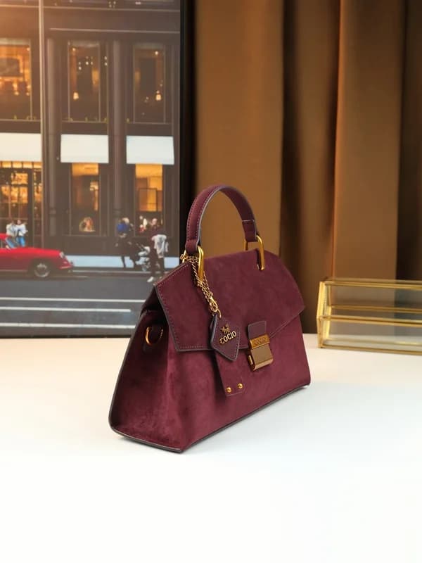 Cocio Maroon Handbag for Women New Brush Leather Suede High-End Ladies Crossbody Bag – view 3