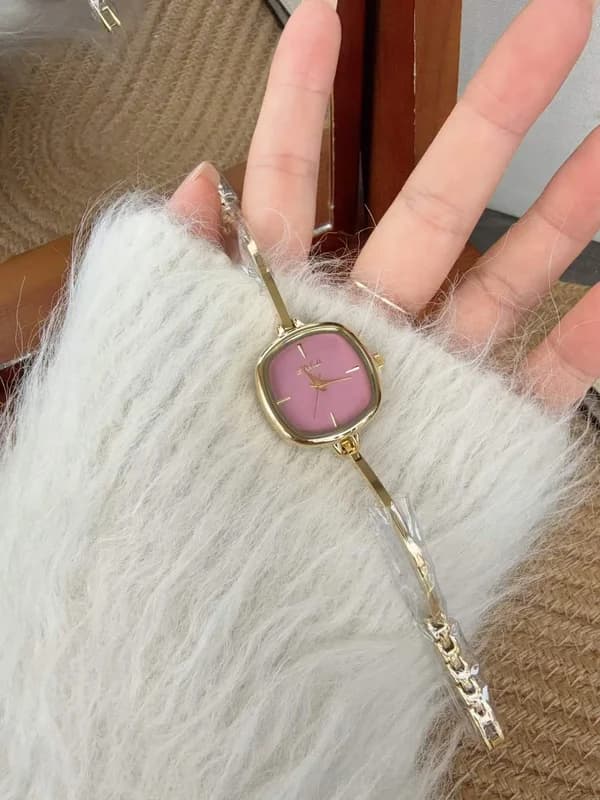Mishali M24047 Bracelet Watch Golden Bracelet Pink Face – view 2
