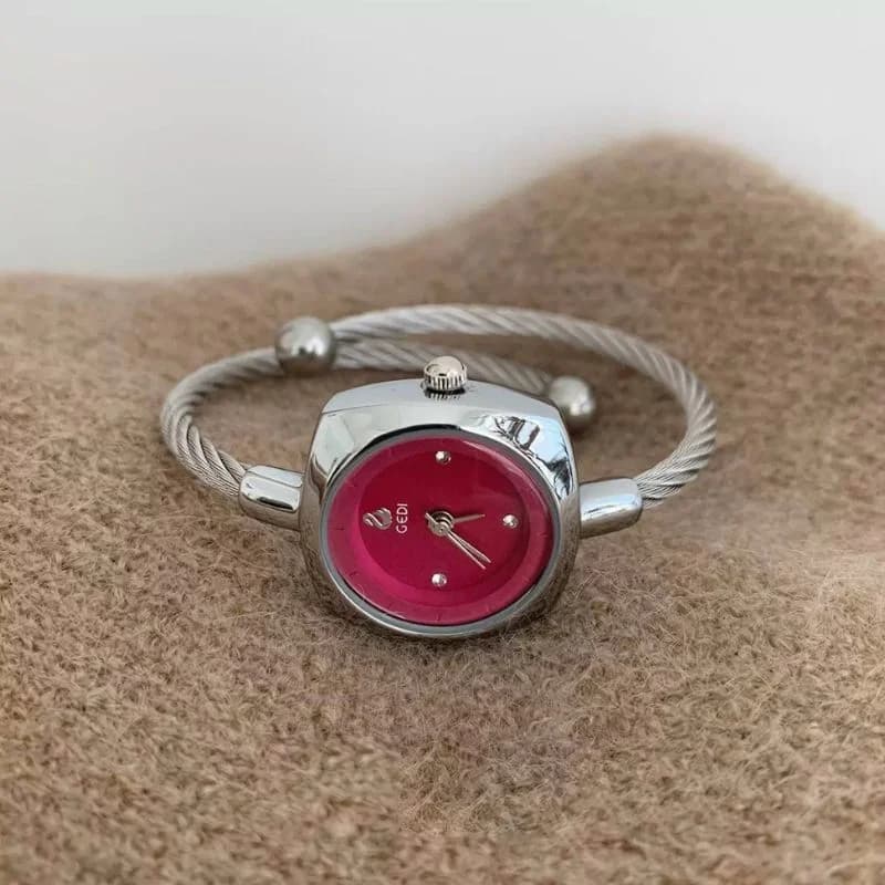 Gedi 62038 Silver Bracelet Raspberry Pink Face – view 2