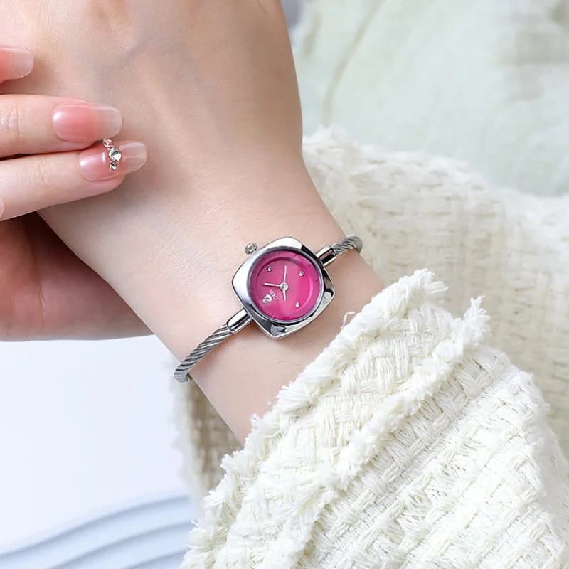 Gedi 62038 Silver Bracelet Raspberry Pink Face – view 3