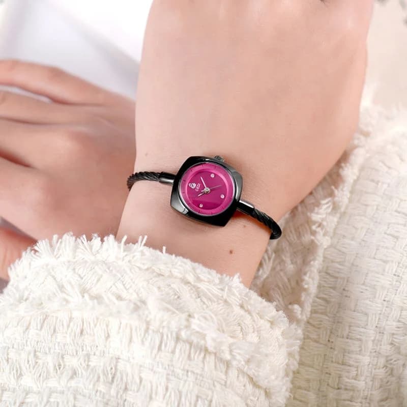 Gedi 62038 Black Bracelet Raspberry Pink Face – view 2