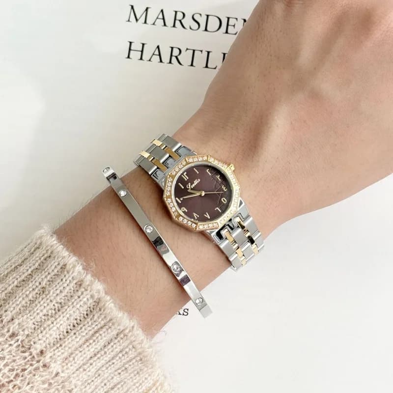 Scottie 9799 Dual Tone Bracelet With Maroon Arabic Dial – view 3