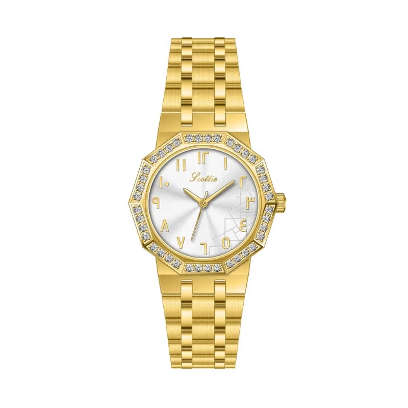 Scottie 9799 Golden Bracelet White Arabic Dial