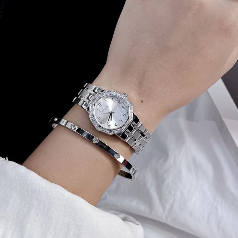 Scottie 9799 Silver Bracelet With White Arabic Dial – view 3