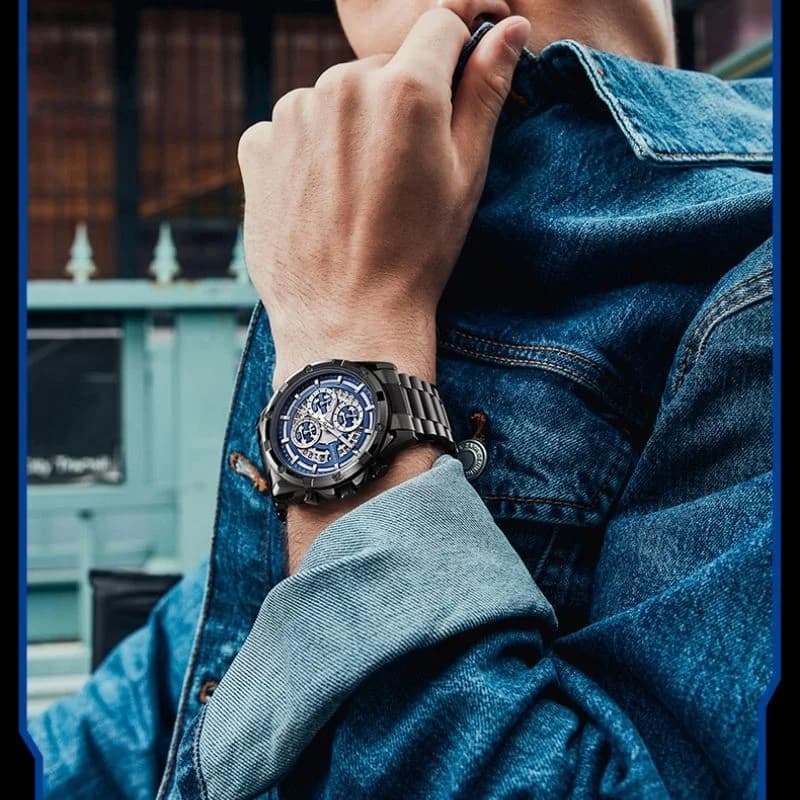 Mark Faiwhale FW-5430 Black Bracelet Blue Face – view 2