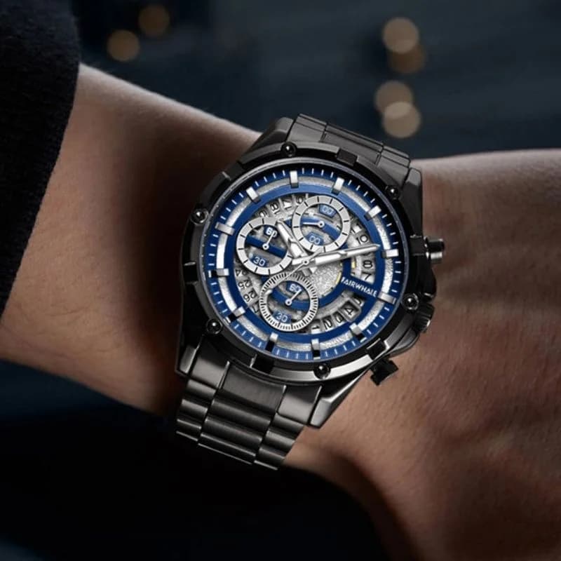 Mark Faiwhale FW-5430 Black Bracelet Blue Face – view 3