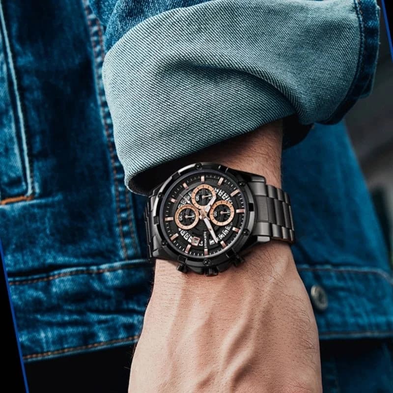 Mark Faiwhale FW-5430 Black Bracelet Golden Face – view 2