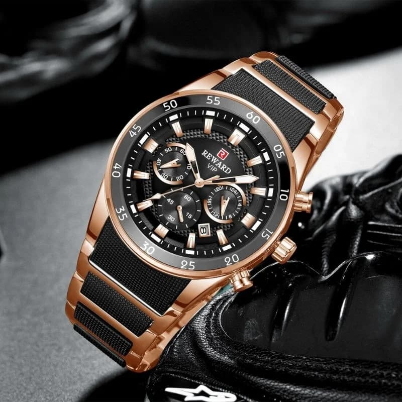Reward RD81011M Rose Gold Bracelet Black Face- Chronograph – view 2