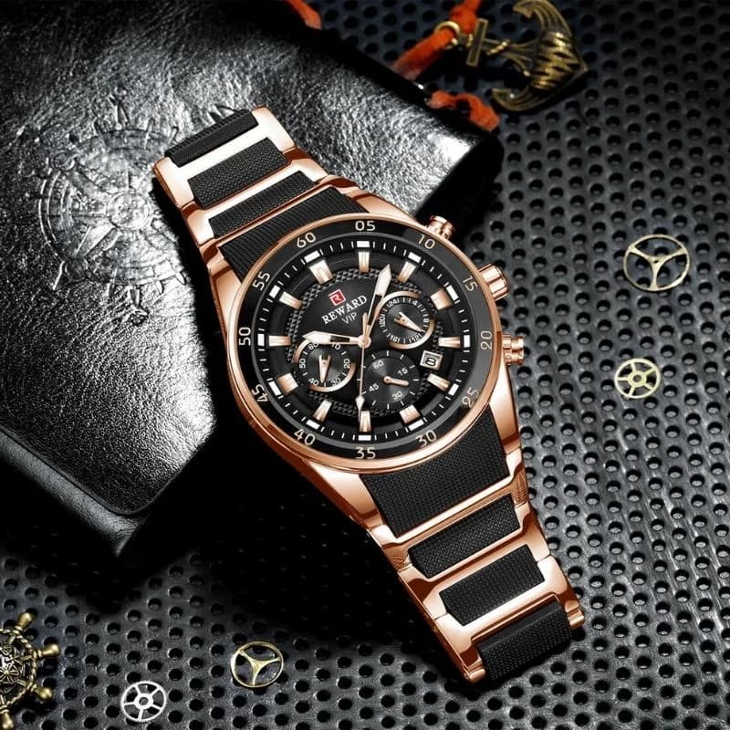 Reward RD81011M Rose Gold Bracelet Black Face- Chronograph – view 3