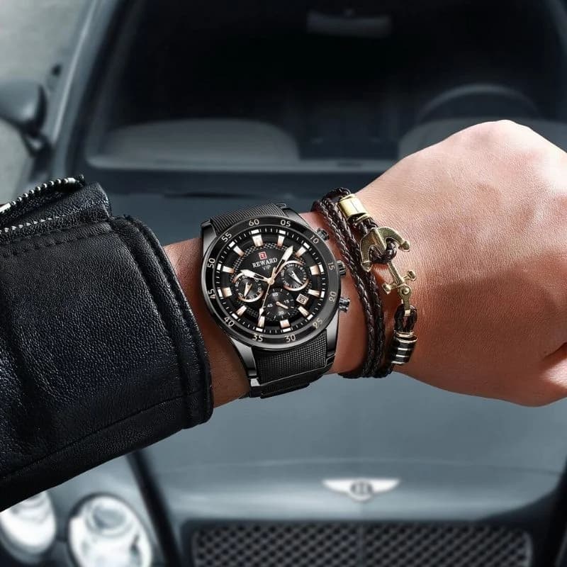 Reward RD81011M Silver Bracelet Black Face- Chronograph – view 4