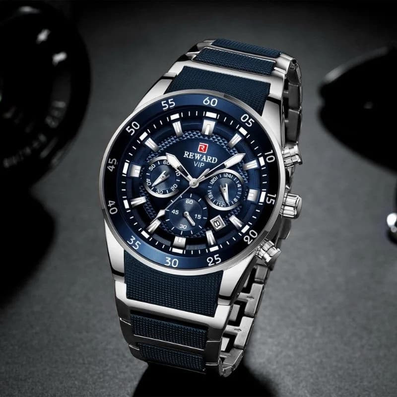 Reward RD81011M Silver Bracelet Blue Face- Chronoraph