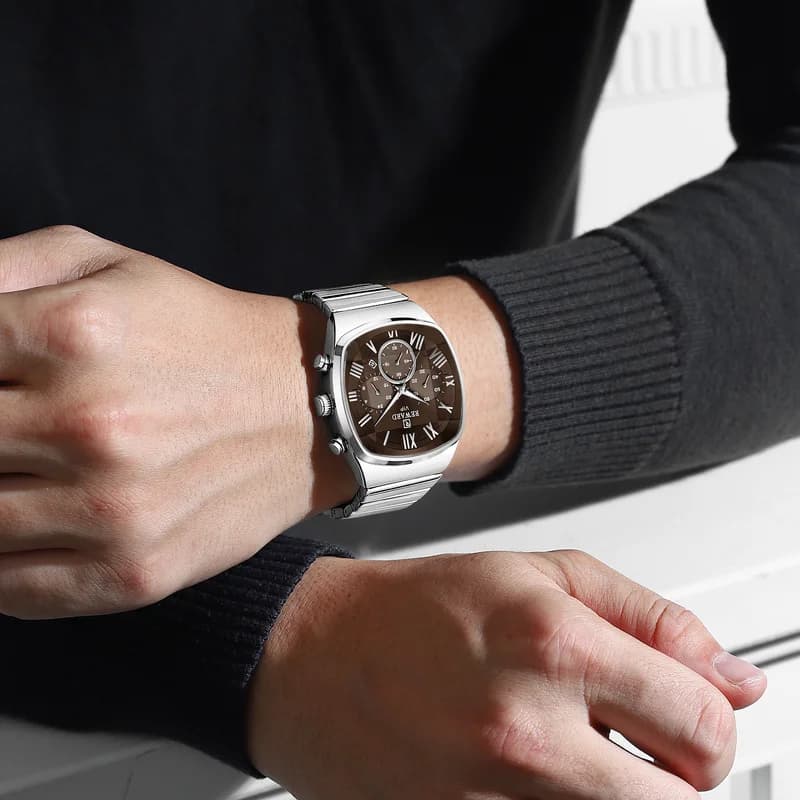 Reward RD814161M Silver Bracelet Brown Face- Chronograph