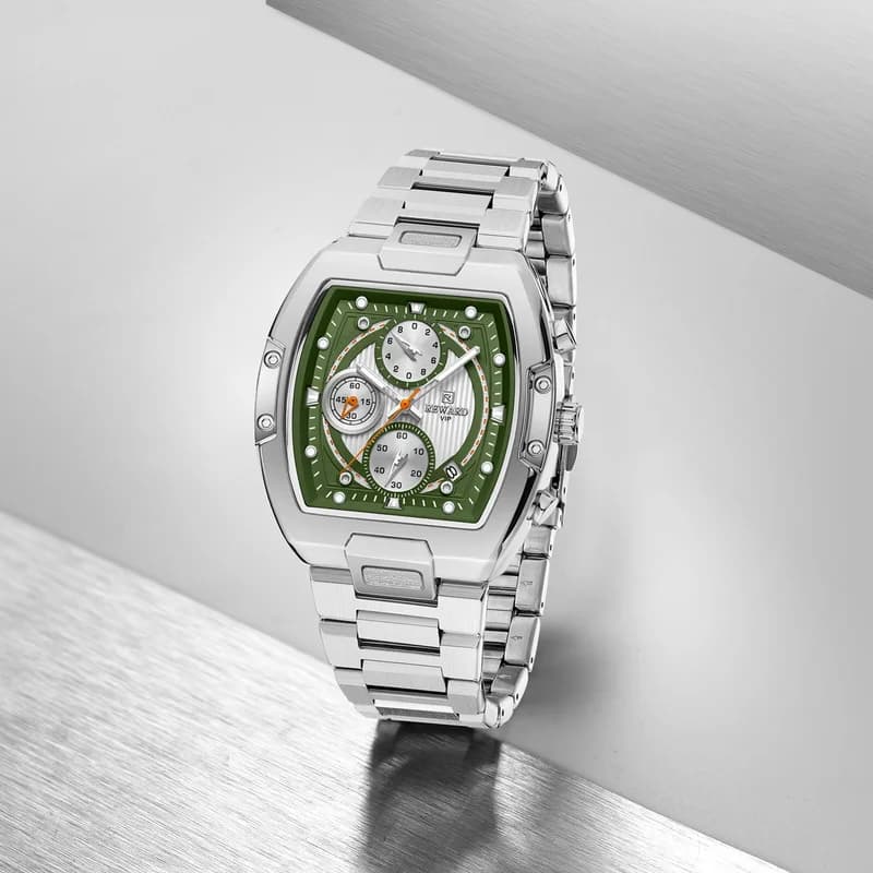 Reward RD812264M Silver Bracelet Green Face- Chronograph