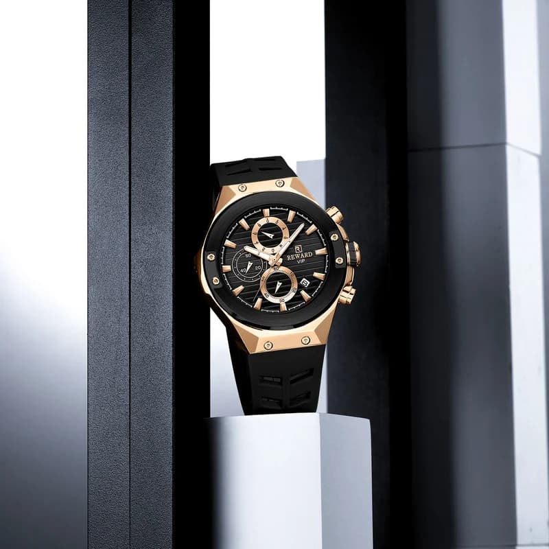 Reward RD834164M Rose Gold Case Black Strap Black Face- Chronograph – view 3