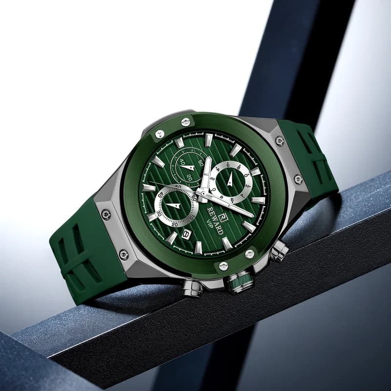 Reward RD834164M Gunmetal Case Green Strap Green Face- Chronograph
