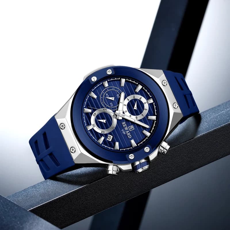 Reward RD834164M Silver Case Blue Strap Blue Face- Chronograph
