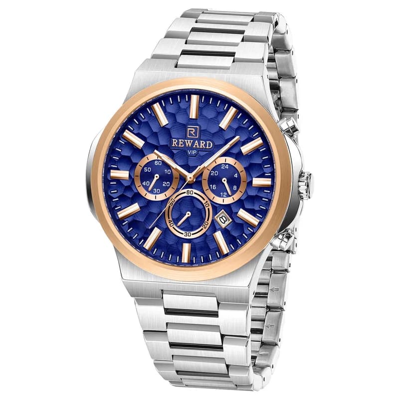 Reward RD813050M Silver Bracelet Blue Face Rose Gold Bezel- Chronograph – view 5