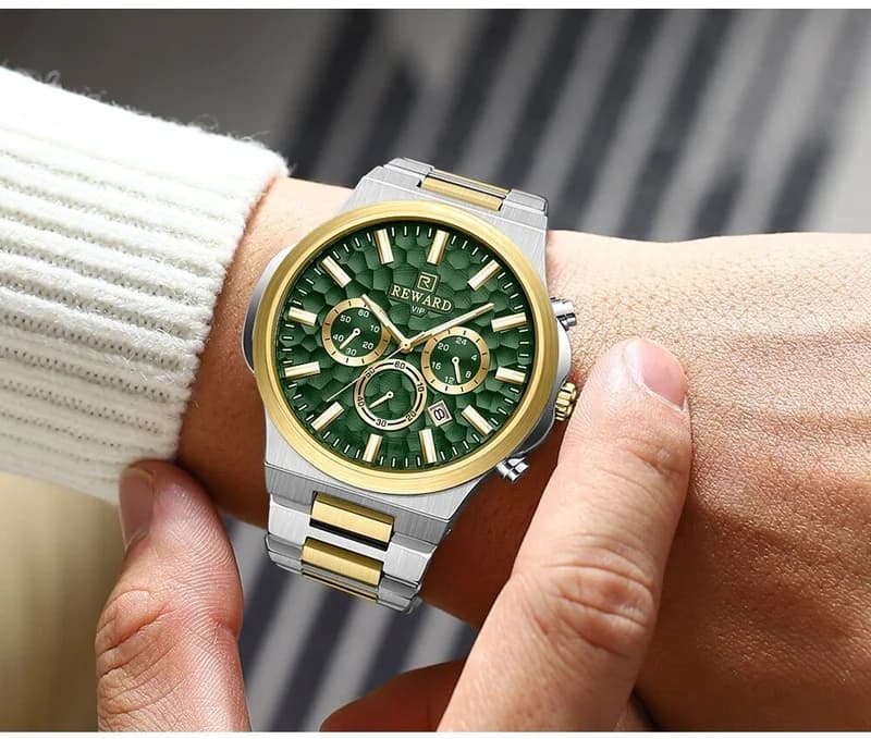 Reward RD813050M Two-Tone Bracelet Green Face- Chronograph – view 3