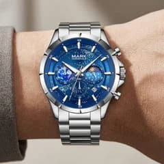 Fairwhale FW-5870 Astrix Silver Bracelet Blue Face- Chronograph – view 4