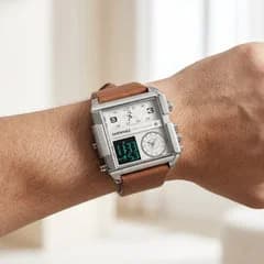 Fairwhale FW-4270 Militrax Brown Leather Strap Silver Face- Chronograph – view 4