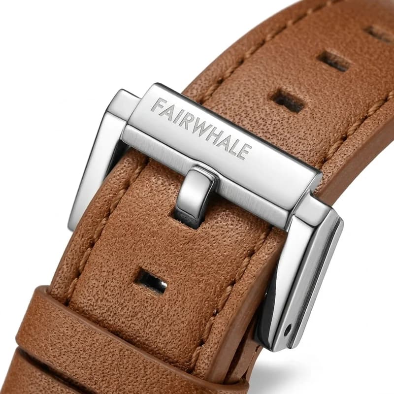 Fairwhale FW-4270 Militrax Brown Leather Strap Silver Face- Chronograph – view 5
