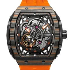 Fairwhale FW-6660 Carbon Fiber Orange Strap Skeleton Face- Automatic – view 4