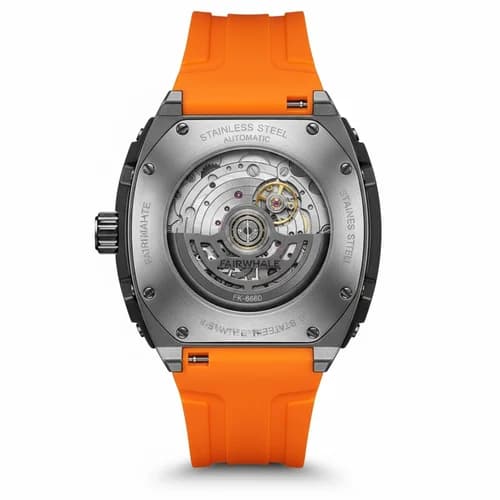 Fairwhale FW-6660 Silver Case White Strap Skeleton Face- Automatic – view 4