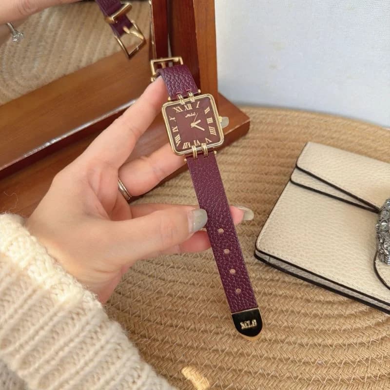 Mishali M24009 Genuine Red Wine Leather Belt Red Wine Face – view 2